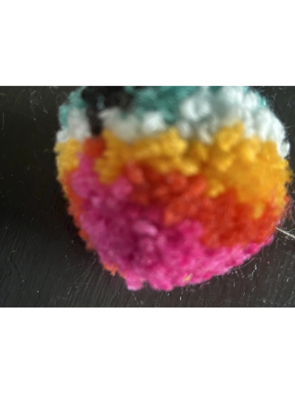 Multicolor Pom Pom Dangle Drop Yarn Earrings Boho Excellent Condition 2” - Picture 3 of 4